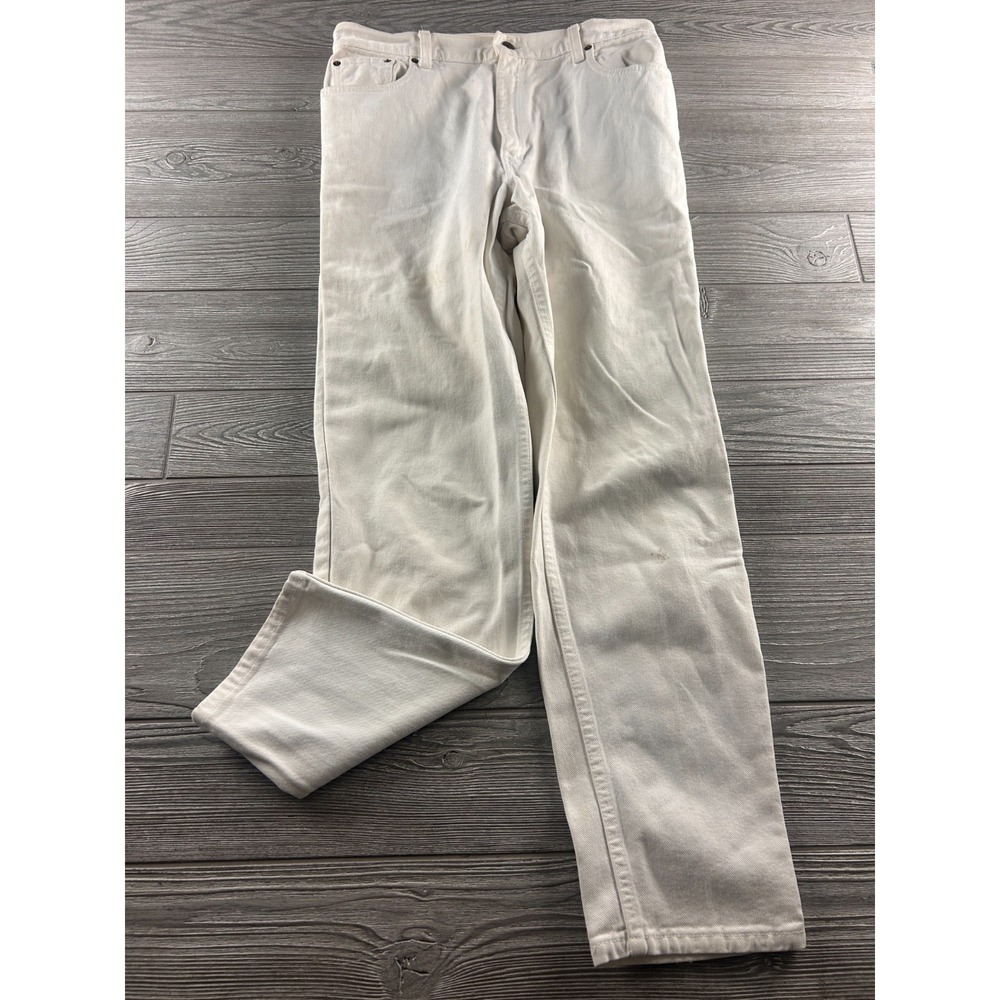 Vintage Levi's 551 Jeans Women's 14 M Relaxed Fit Tapered Leg White Denim